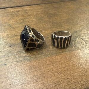 Black Gemstone Cheetah and Zebra Pattern Rings.